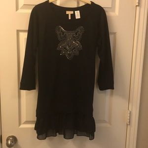 LOGO Black Embellished Tunic